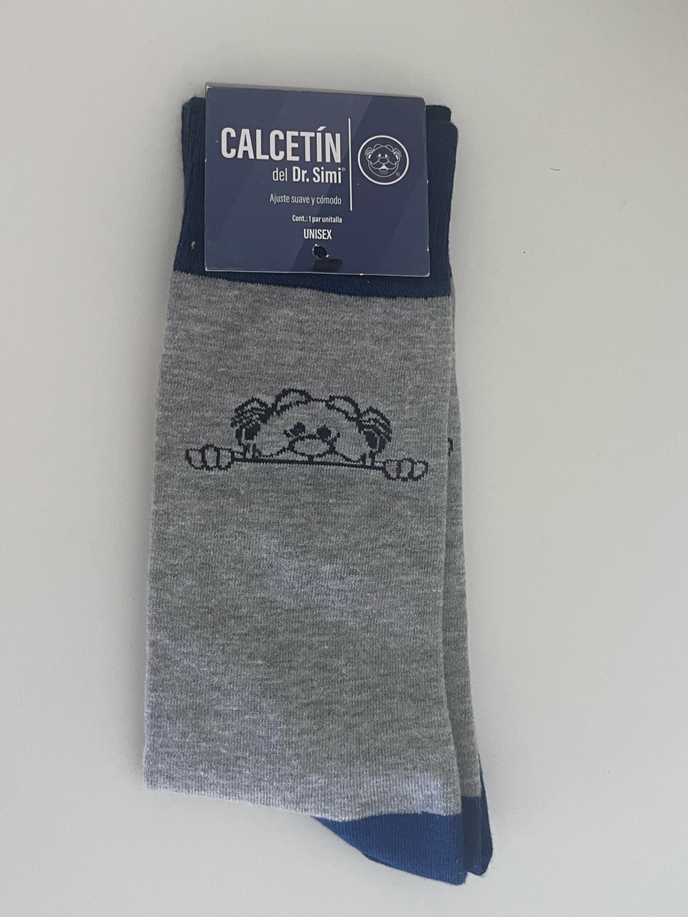 Unisex gray navy blue dr simi mascot socks